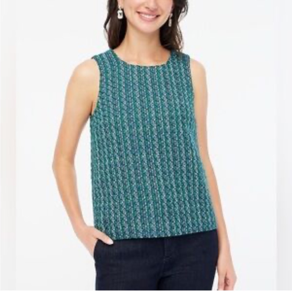 NWT J. Crew Tweed Texture Blue and Green Medley Sleeveless Top Vest size L